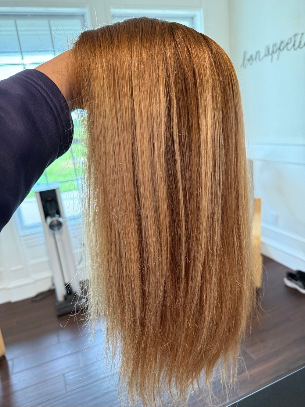 Uniwig Auburn Blonde 2 tone straight Human Hair Wig 
Cap size small-medium - Picture 14 of 15